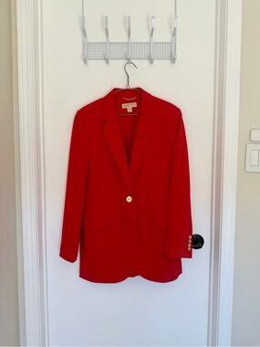 Michael Kors Bright Red Single-Button Blazer